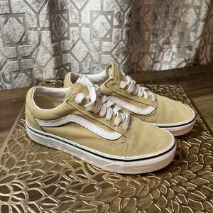 Tan Sneakers with White Accents